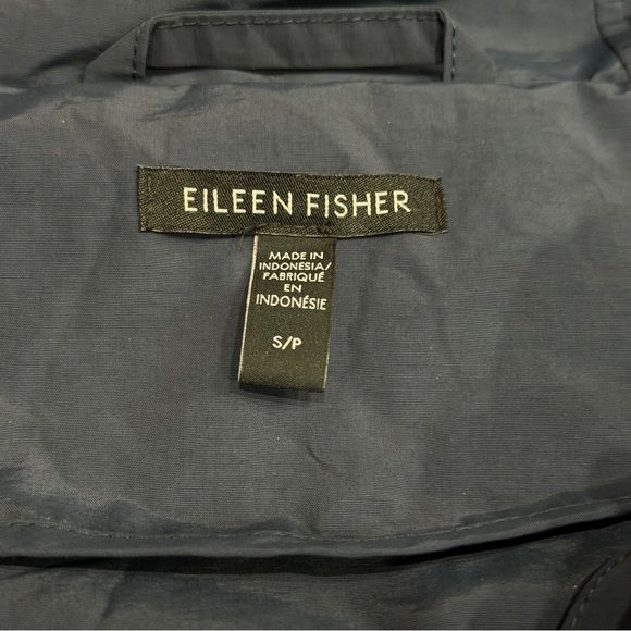 Eileen Fisher Jacket Navy Nylon Cotton Hood Relax Lagenlook Classic Minimal P/S - Picture 3 of 12